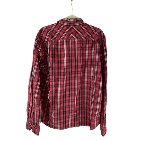 Guess Men's Slim Fit Red Plaid Button-Up Long Sleeve Shirt XL Casual Road Trip - Picture 4 of 8